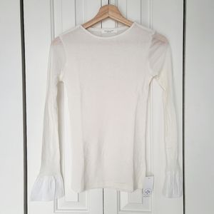 Back See-through shirt with bell sleeves S